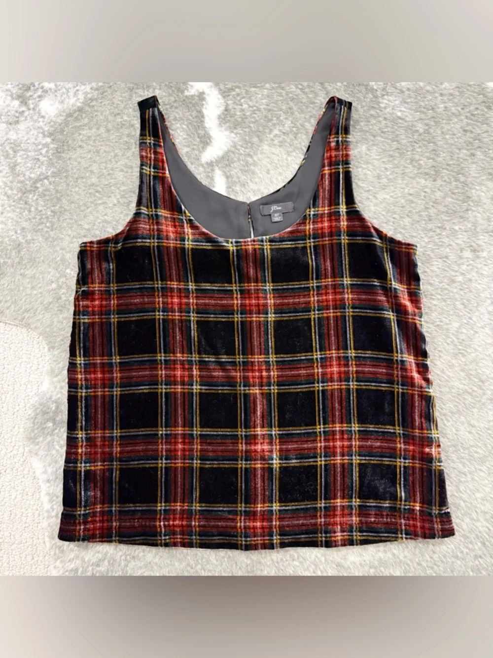 J. Crew Tartan Plaid Velvet Tank Top 6T 6 Tall